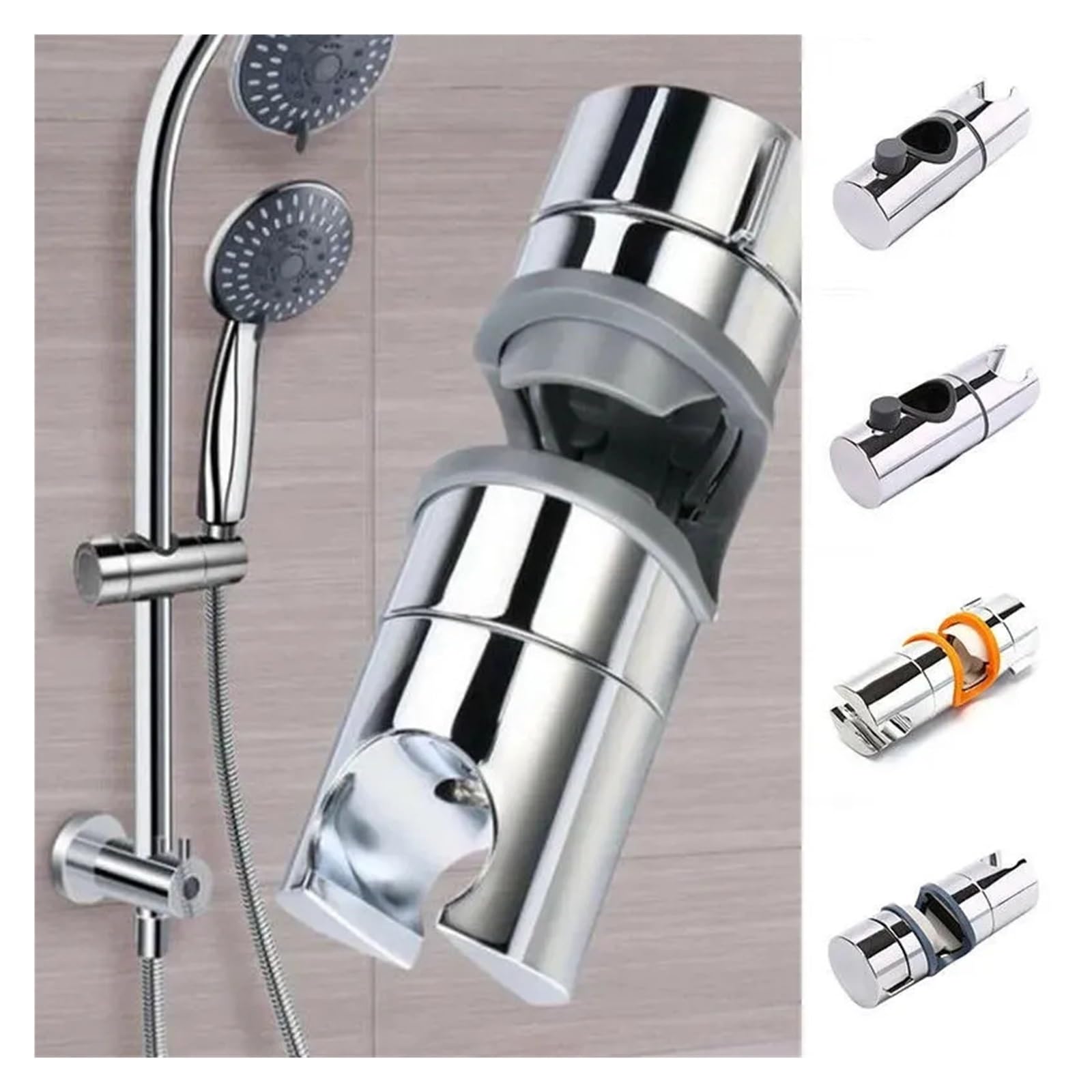 Universal Shower Head Holder Adjustable 18~25mm ABS Chrome Shower Rail Holder Bathroom Accessories Shower Mounting Brackets Shower Bracket ( Color : Silver 18-25mm )