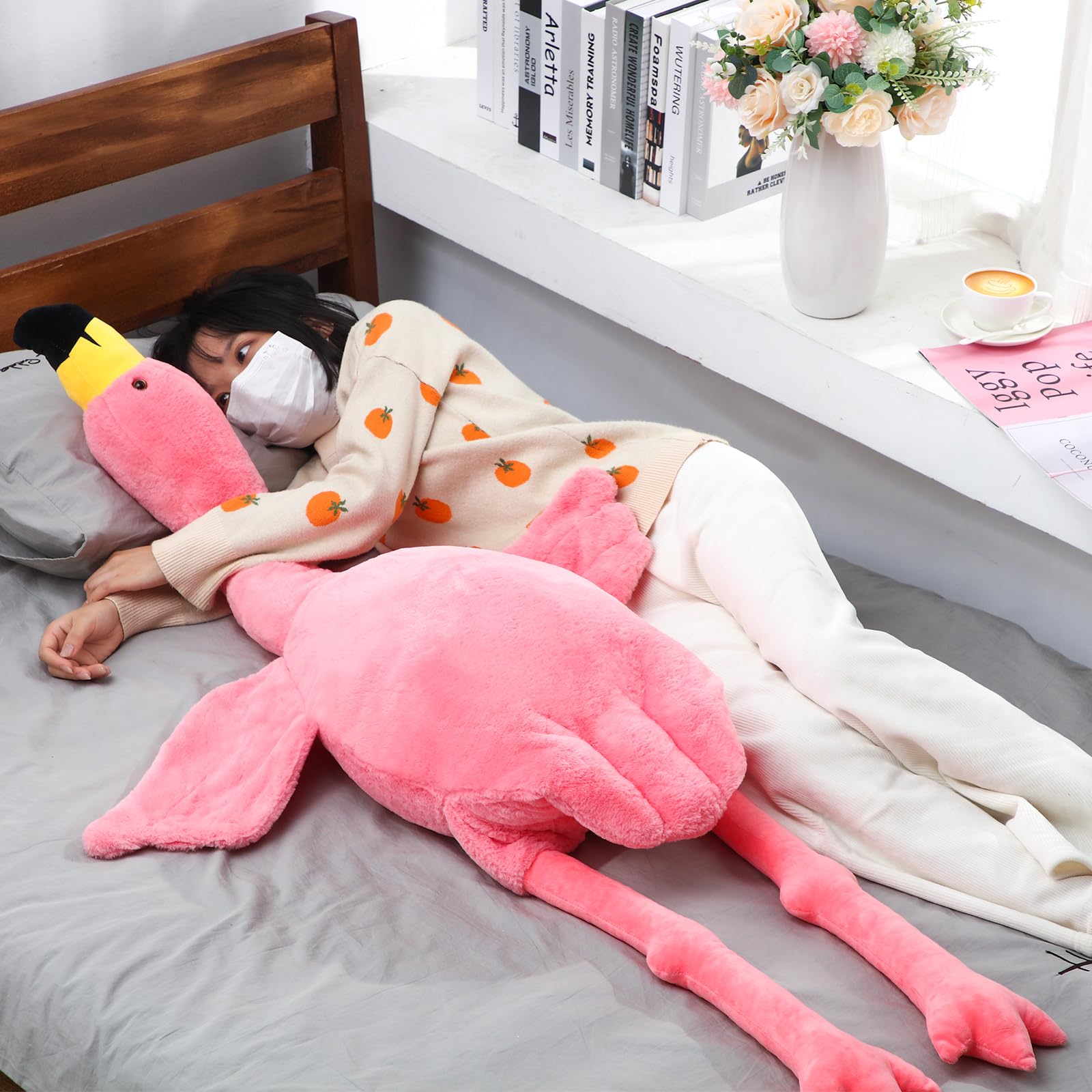 Hollowfly Large Flamingo Stuffed Animal, Giant Plush Flamingo Toy Flamingo Plush Pillow, Christmas in July Gift for Boys and Girls Birthday Gifts(Pink,63 Inch)