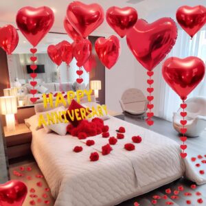 Happy Anniversary Decorations, Romantic Happy Anniversary Valentines Day Balloons Arch Kit Decorations, Happy Anniversary Banner, Feliz Aniversario Decoracion,10 Year Anniversary Decorations