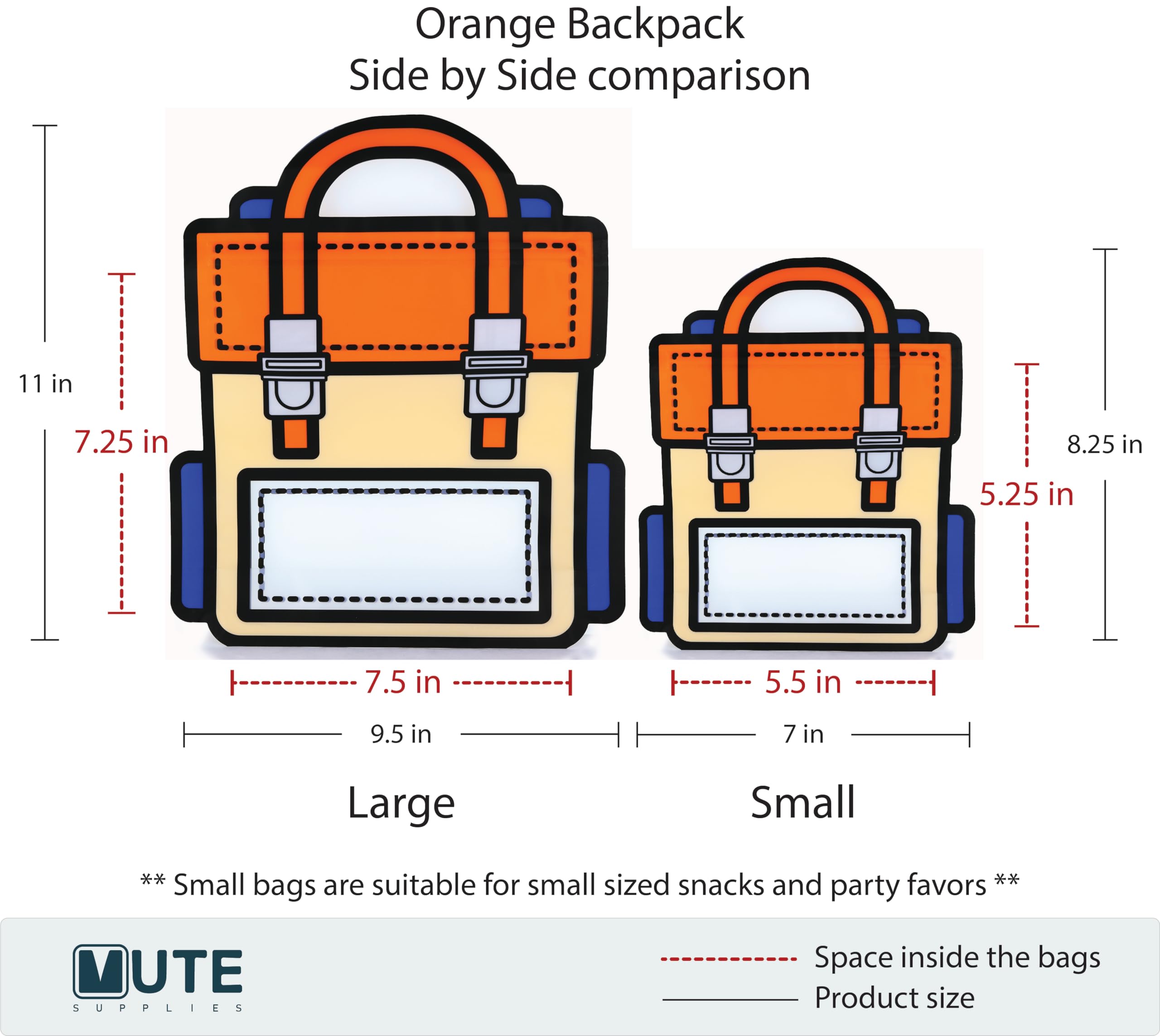 Bulk Gift Bags for Kids Birthday Party Supplies - Goodie Bag for Candy, Food, Snacks or Favors with Resealable Ziplock Seal (Orange L 20)