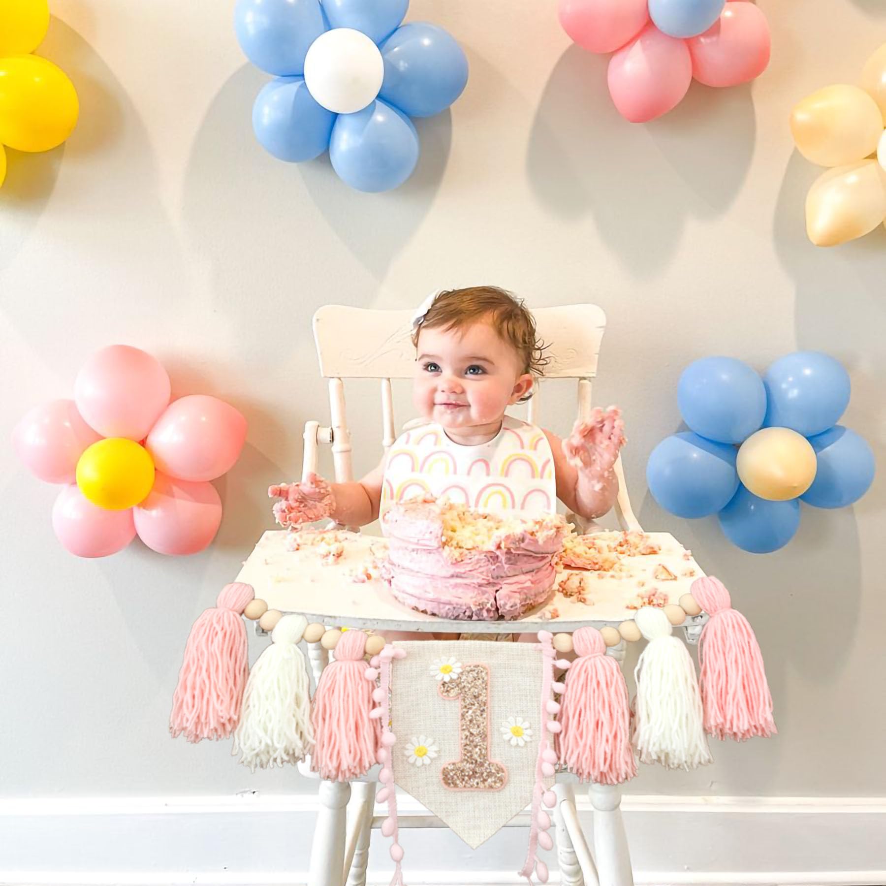 Handmade Boho 1st Birthday High Chair Banner Party Decoration For Girl Baby Shower Wall Hangings Decorative For Kids Bedroom