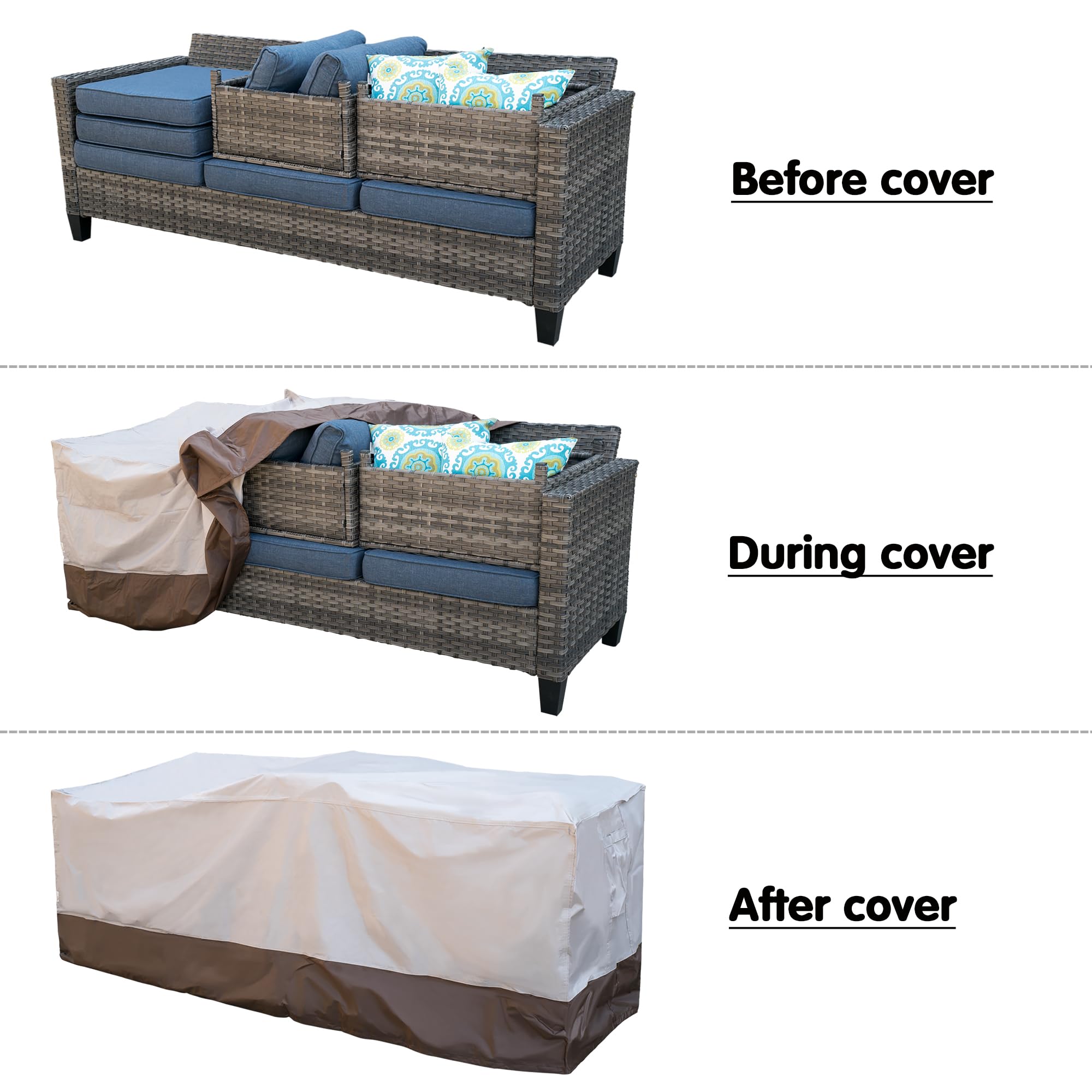 XIZZI Patio Furniture Cover Waterproof Outdoor Sofa and Ottomans Covers,78L x 31W x 29H