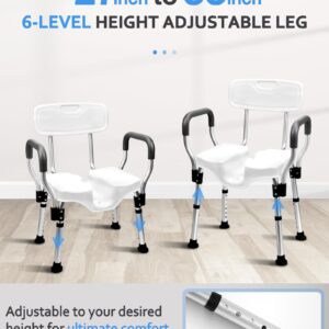 Sangohe Shower Chair - Shower Chair for Inside Shower - U-Shape Seat Heavy Duty Shower Chair - Shower Chair with Arms for Handicap - Wide Shower Seats for Elderly - Shower Chair for Bathtub, 796E