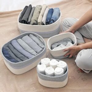 cotton rope storage basket set of 4 with handles