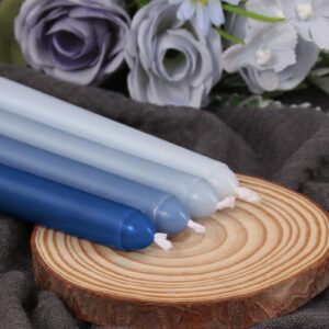 Viyffo 10 Inch Taper Candles Blue Set of 20 Unscented, Dripless, Smokeless Long Tall Tapered Candlesticks Wedding Home Decor Dinner-Natural Color Series