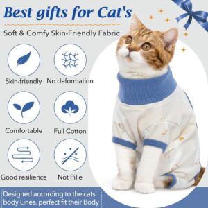 DENTRUN Cat Surgery Recovery Suit Female Male Soft Onesie, Kitten Surgical Collar Cone Alternative Shirt, Abdominal Wounds Anti-Licking Pajama for Small Pets Spay, Cat Body Suit Post Surgery