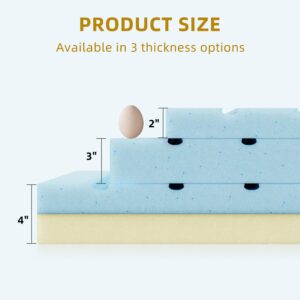 DWVO Mattress Topper Queen, 3 Inch Cooling Memory Foam Mattress Topper, Soft Vents Holes Bed Topper with Breathable Washable Ice-Touch Fabric Cover for Pressure Relief, CertiPUR-US Certified