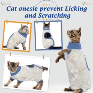 DENTRUN Cat Surgery Recovery Suit Female Male Soft Onesie, Kitten Surgical Collar Cone Alternative Shirt, Abdominal Wounds Anti-Licking Pajama for Small Pets Spay, Cat Body Suit Post Surgery