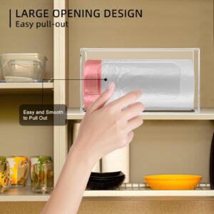 BSSOYAMM Trash Bag Dispenser, Acrylic Trash Bag Holder, Adhesive Plastic Bag Organizer Wall Mounted, Garbage Grocery Bag Roll Holder for Kitchen