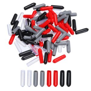 uxcell 100pcs rubber end caps 3mm(1/8") id screw thread protectors pvc vinyl round tube bolt cap cover, black red grey clear