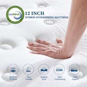 Coolvie Mattress Full Size, 12 Inch Full Size Mattress in A Box, Hybrid Full Mattress Individual Pocket Springs Full Mattress with Memory Foam Layer Provide Motion Isolation & Cool Sleep, 2024 New