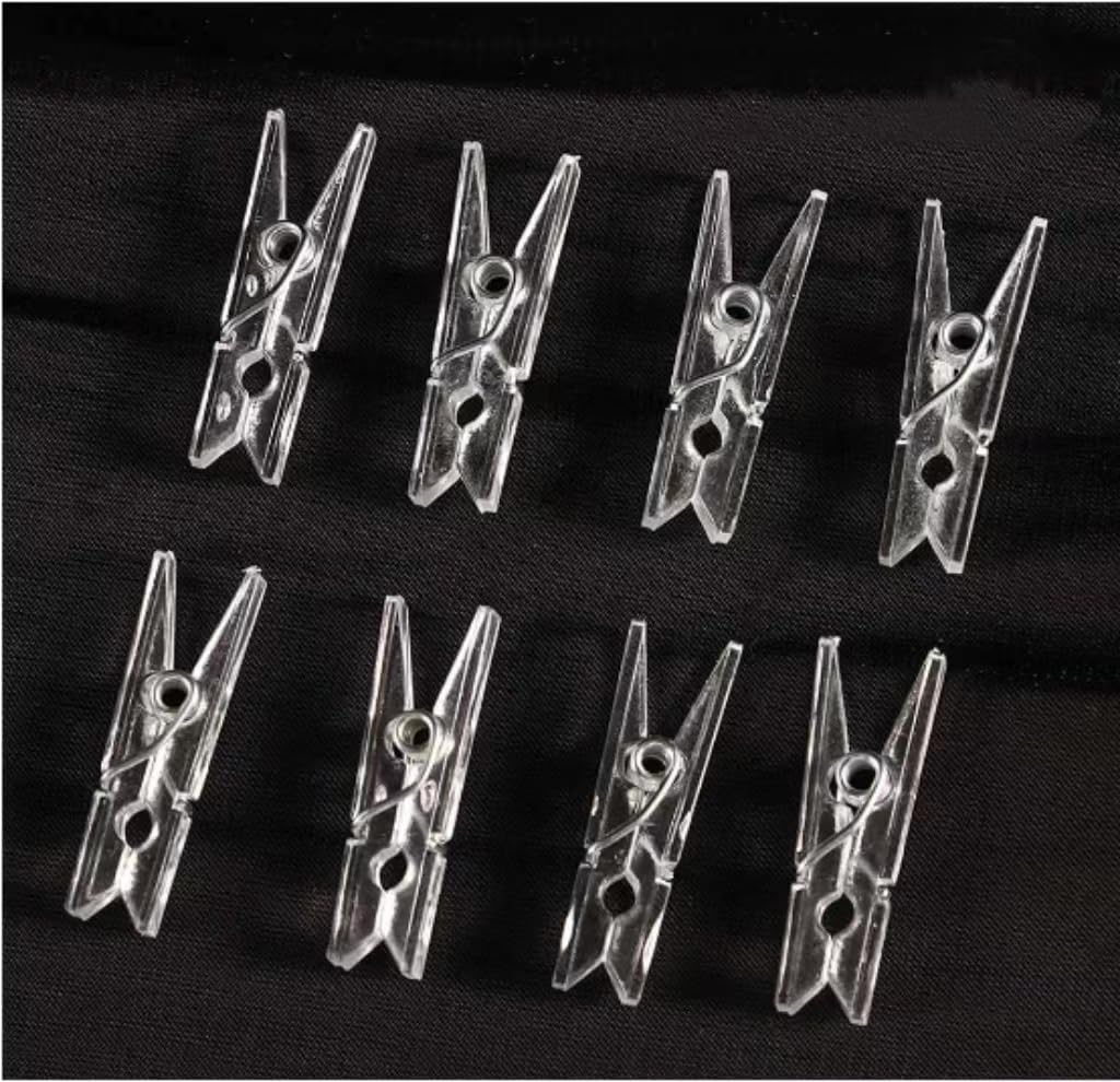 20Pcs Clear 2.5cm Plastic Clothes Pins,Clothes Line String Clips, Mini Clothes Pins, Photo Paper Peg Pins Craft Clips Clothes Pins