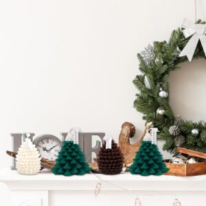 Whaline 4Pcs Christmas Tree Pinecone Shaped Candle Set White Brown Green Xmas Wax Scented Candles for Winter Holiday Party New Year Room Table Decor Gifts Supplies