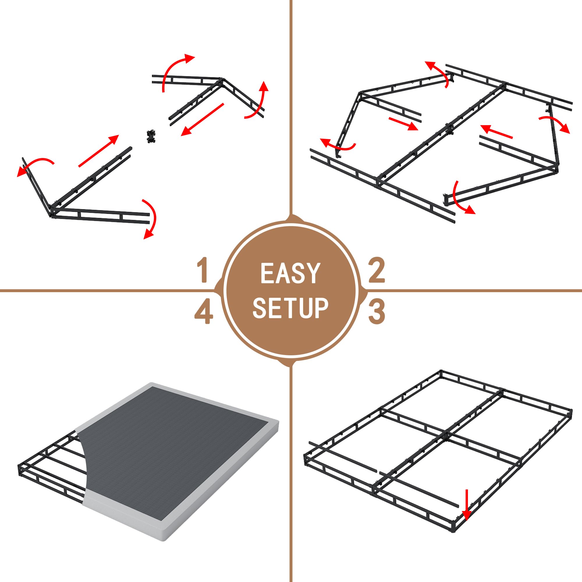 Vaciwe Queen Box Spring 4 Inch Heavy Duty Metal Box Springs Mattress Foundation with Easy Clean Cover, Noise Free, Easy Assembly