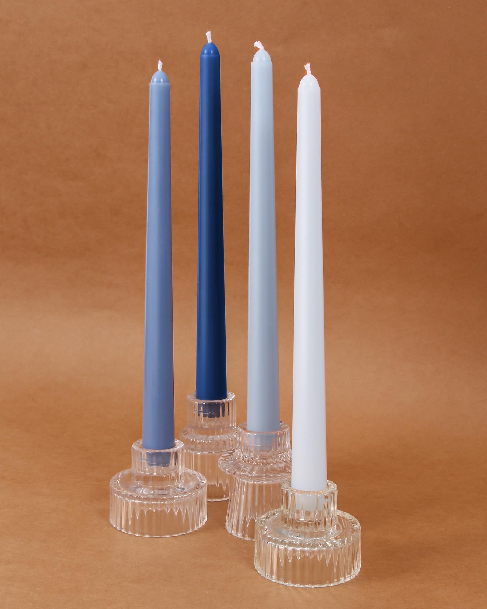 Viyffo 10 Inch Taper Candles Blue Set of 20 Unscented, Dripless, Smokeless Long Tall Tapered Candlesticks Wedding Home Decor Dinner-Natural Color Series