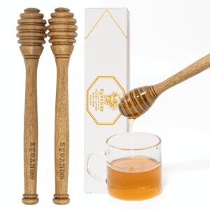 kyvando brazilian cherry wood honey dipper - durable & warp-resistant, preserves honey purity, 2pcs, 6.3 inch