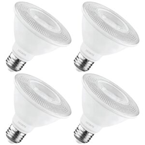 luxrite par30 short neck led flood light bulb, 75w equivalent, 2700k warm white, 900 lumens, 11w, dimmable led spotlight bulb, damp rated, ul listed, e26 standard base - indoor outdoor (4 pack)