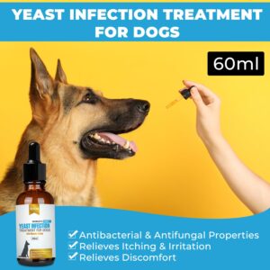 Kilab Natural Yeast Infection Treatment for Dogs. Supports Healthy Itch Relief, Inflammation Relief, Allergy Relief & More. Dog Yeast Infection Treatment. (60 ML)