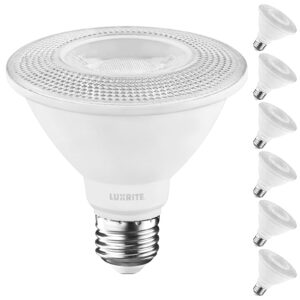 luxrite par30 short neck led flood light bulb, 75w equivalent, 3000k soft white, 900 lumens, 11w, dimmable led spotlight bulb, damp rated, ul listed, e26 standard base - indoor outdoor (6 pack)