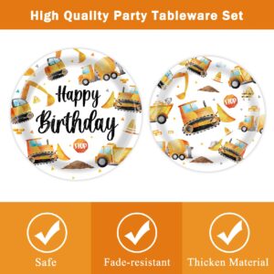 BQK 96 Pcs Construction Plates and Napkins Construction Party Decorations Construction Paper Plates Construction Birthday Party Supplies