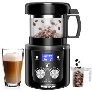 wantjoin coffee bean roaster machine for home use, coffee roaster with timer, transparent thickened glass, auto&diy mode, 100g per use, father's day gift for coffee drinker, friends,1400w