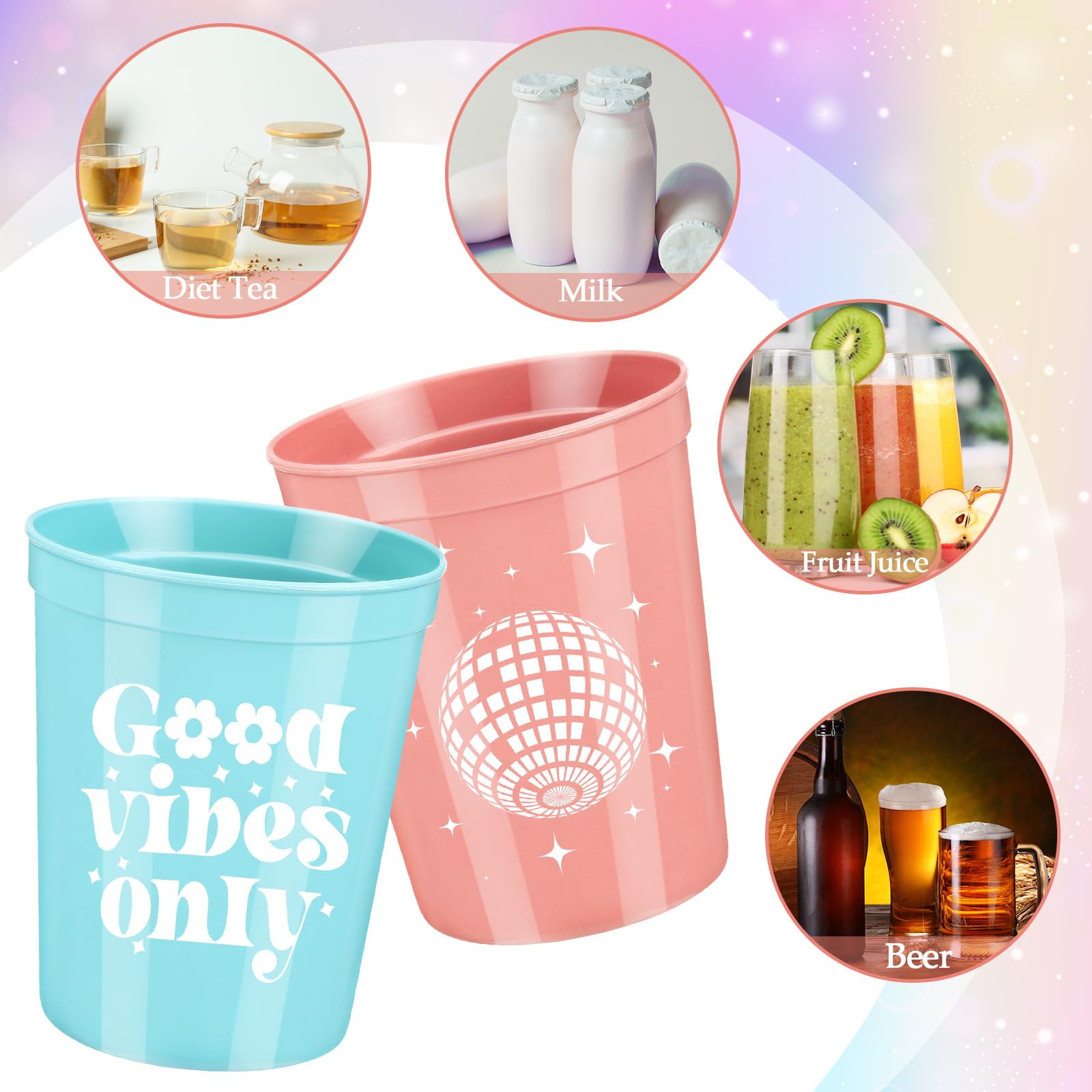 Norme 16 Pcs Groovy Retro Bachelorette Party Decorations Cups 16 oz Reusable Hippie Boho Party Plastic Cup 70s Bridal Shower Cup Bulk Dazed and Engaged Bachelorette Drinking Drinkware Supplies Favor