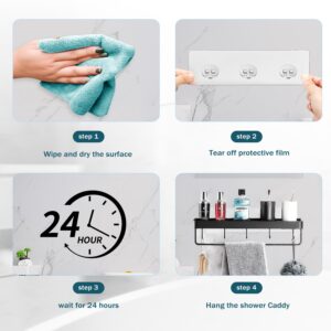 PPJOKERBOY 4 Pack Shower Caddy Adhesive Replacement，No Drilling Wall Hooks Adhesive Strips For Bathroom Shelves And Shower Caddies