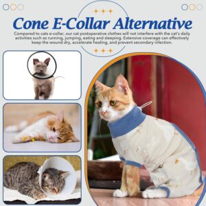 DENTRUN Cat Surgery Recovery Suit Female Male Soft Onesie, Kitten Surgical Collar Cone Alternative Shirt, Abdominal Wounds Anti-Licking Pajama for Small Pets Spay, Cat Body Suit Post Surgery