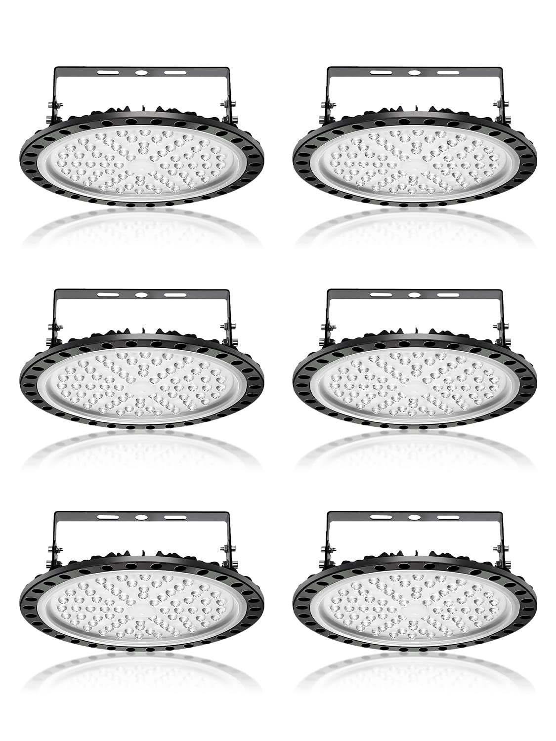 6 Pack300W UFO LED High Bay Light, 30000 LM Factory Warehouse Industrial Lighting, 6000-6500K Shop Warehouse LED Lights, IP54 Waterproof, Commercial LED Bay Lighting for Garage Factory Workshop Gym