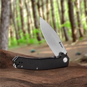 Warspear Degory Flipper Folding Knife 3.75" Stonewshed D2 Blade Black G10 Handle Outdoor Camping Fishing Pocket Knife With Deep Carry Clip WP902WBK