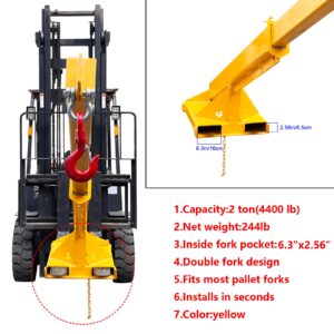 WYDDDARY Adjustable Mobile Crane Lifting Hoist Truss Jib Boom Hook 6614LbS Capacity Forklift Telescopic Boom for Forklift Towing Handling(Angle Fixation)