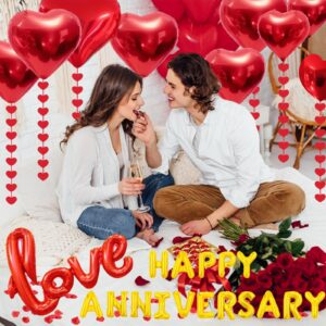 Happy Anniversary Decorations, Romantic Happy Anniversary Valentines Day Balloons Arch Kit Decorations, Happy Anniversary Banner, Feliz Aniversario Decoracion,10 Year Anniversary Decorations