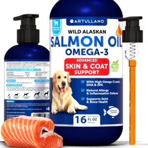 wild alaskan salmon oil for dogs - salmon oil for dogs skin and coat - dog salmon oil liquid for food - omega 3 fish oil for dogs itch & allergy - epa & dha fatty acids - shedding supplement