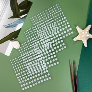 BlingKingdom 660pcs Self Adhesive Pearl Stickers Flat Back Pearls for Craft Hair Face Makeup Nail Cell Phone Scrapbooking Decor, 4 Size 3mm/4mm/5mm/6mm (White)