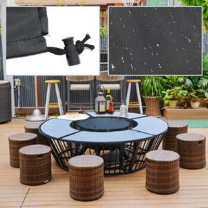 Table Cover Waterproof Round Patio Cool Bar Table Cover with Drawstrings, Fade Resistant Fabric for Cocktail Coffee Outdoor Furniture Side Tables, Diameter 20.5 * Height 23 Inches Black