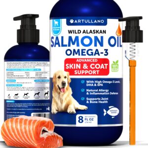 wild alaskan salmon oil for dogs - salmon oil for dogs skin and coat - dog salmon oil liquid for food - omega 3 fish oil for dogs itch & allergy - epa & dha fatty acids - shedding supplement