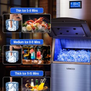 Leacco Commercial Ice Maker Machine 550LBS/24H with 350LBS Stainless Steel Storage Bin, Air Cooled Modular Ice Cube Machine, 1200W