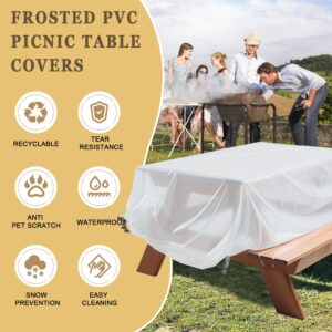 IndigoTempest9 Waterproof Picnic Table Cover for Outdoors,Plastic Cover,Frosted PVC Outdoors Furniture Covers for 6 ft Picnic Table Bench Set,75” L x 67” W x 30” H