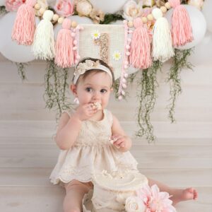 Handmade Boho 1st Birthday High Chair Banner Party Decoration For Girl Baby Shower Wall Hangings Decorative For Kids Bedroom