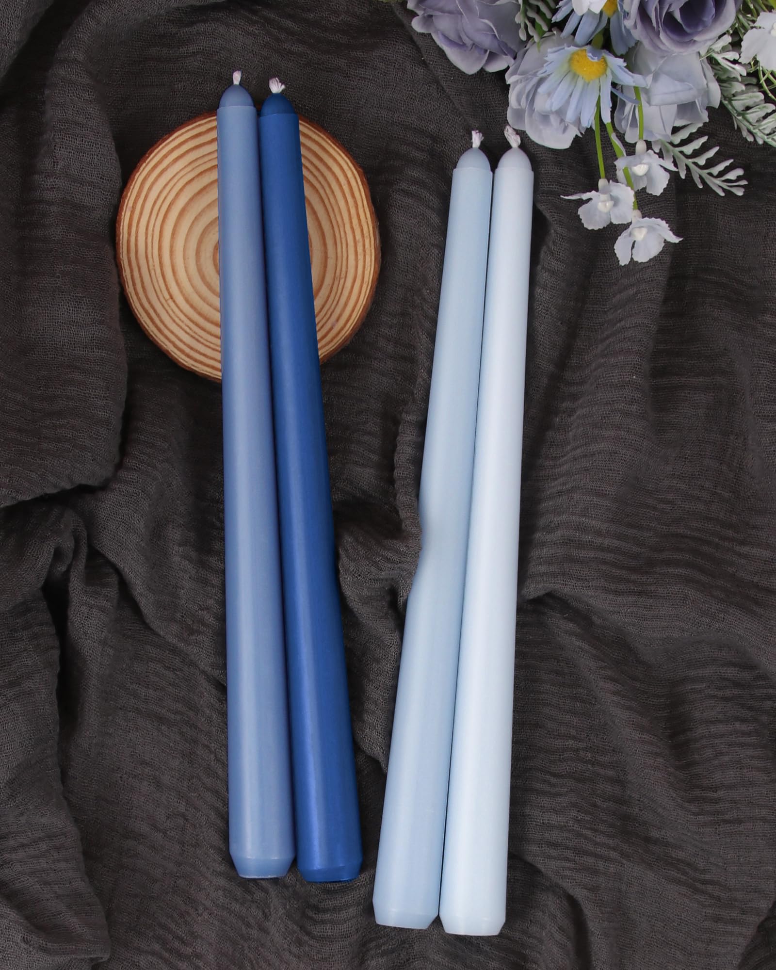 Viyffo 10 Inch Taper Candles Blue Set of 20 Unscented, Dripless, Smokeless Long Tall Tapered Candlesticks Wedding Home Decor Dinner-Natural Color Series