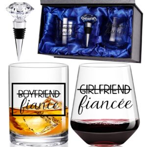 comfit engagement gifts for couples - 【hand-blown】- bridal shower gifts for bride, gifts for newly engaged couples, happy engagement gifts, fiancé gifts for her, bride to be gifts