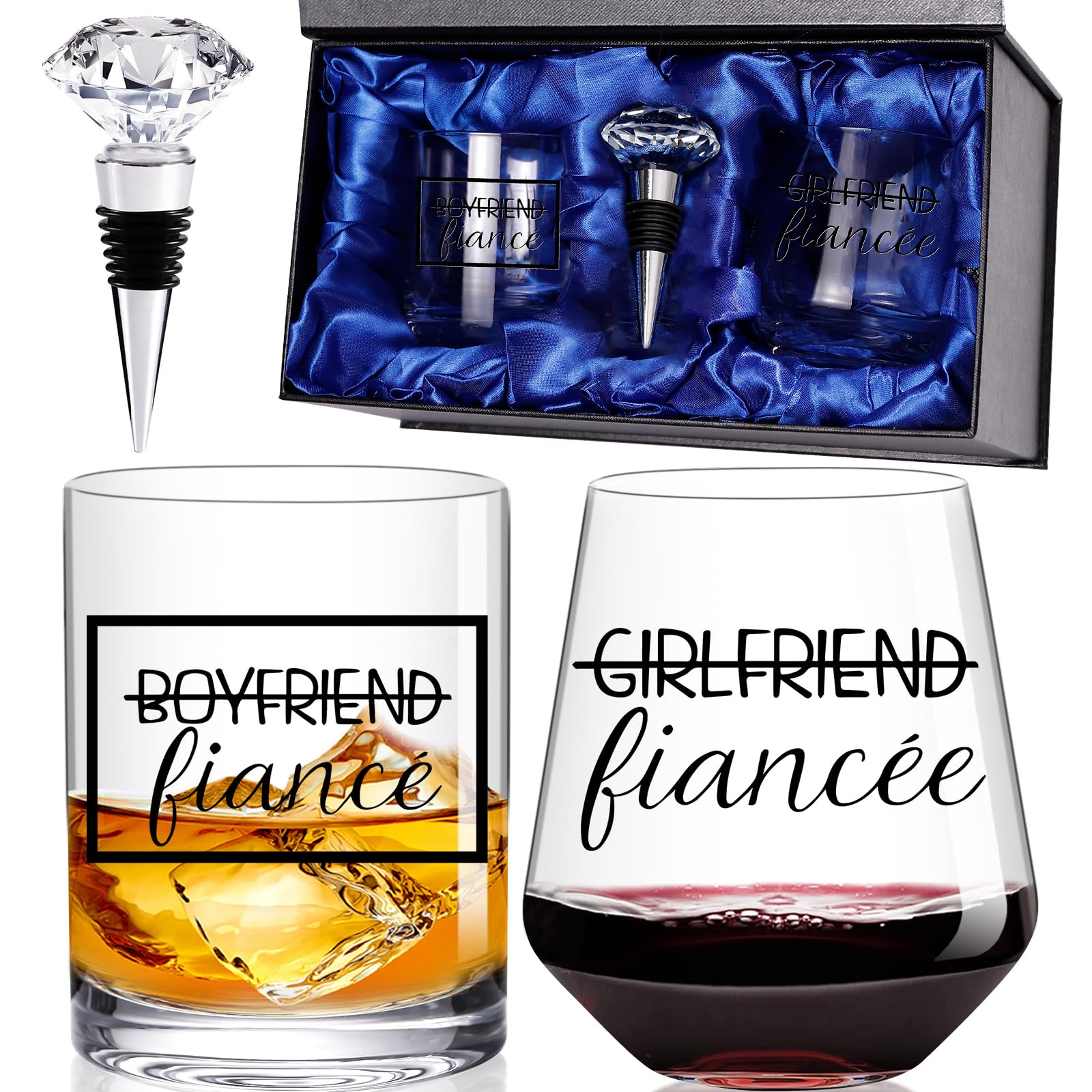 comfit Engagement Gifts for Couples - 【HAND-BLOWN】- Bridal Shower Gifts for Bride, Gifts for Newly Engaged Couples, Happy Engagement Gifts, Fiancé Gifts for Her, Bride to Be Gifts