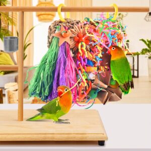 KATUMO Conure Toys, Bird Grass Mat Parakeet Shredder Hanging Toys Cockatiel Foraging Toys Parrot Climbing Wall Toys Lovebird Cage Toys for Small Birds