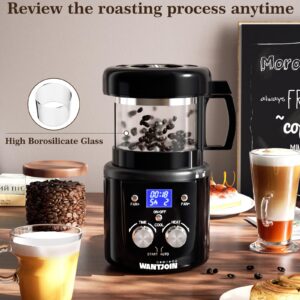 WantJoin Coffee Bean Roaster Machine for Home Use, Coffee Roaster with Timer, Transparent Thickened Glass, Auto&Diy Mode, 100g per use, Father's Day Gift for Coffee Drinker, Friends,1400W