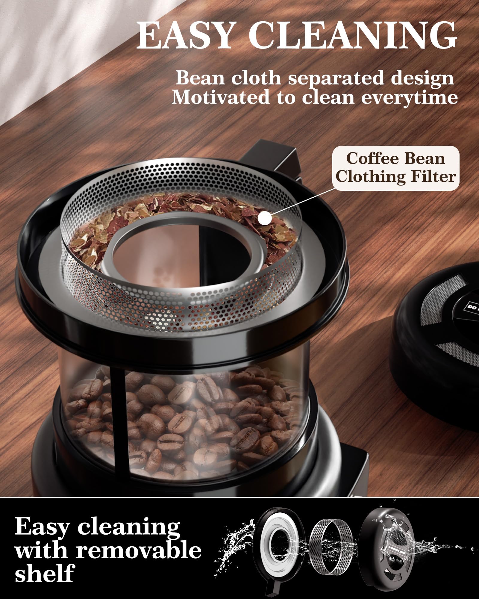 WantJoin Coffee Bean Roaster Machine for Home Use, Coffee Roaster with Timer, Transparent Thickened Glass, Auto&Diy Mode, 100g per use, Father's Day Gift for Coffee Drinker, Friends,1400W