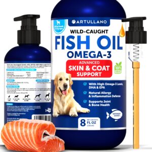 omega 3 fish oil for dogs - better than salmon oil for dogs - dog fish oil - fish oil liquid for pets epa dha - skin and coat food supplement for dogs - allergy, itch, shedding, dry skin, joints