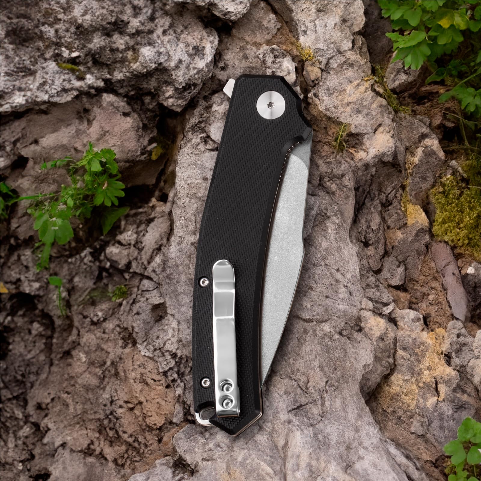 Warspear Degory Flipper Folding Knife 3.75" Stonewshed D2 Blade Black G10 Handle Outdoor Camping Fishing Pocket Knife With Deep Carry Clip WP902WBK