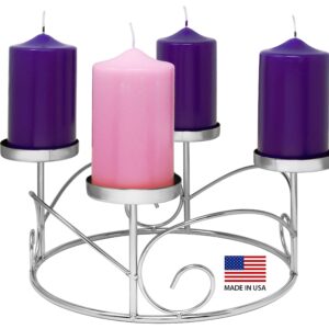 Title: Advent Candles Set of 4 – Made in the USA None Drip Advent Pillar Candles – Unscented Purple & Pink Advent Candles for Church and Home Advent Décor decoration Advent Wreaths Rings Candle Holder