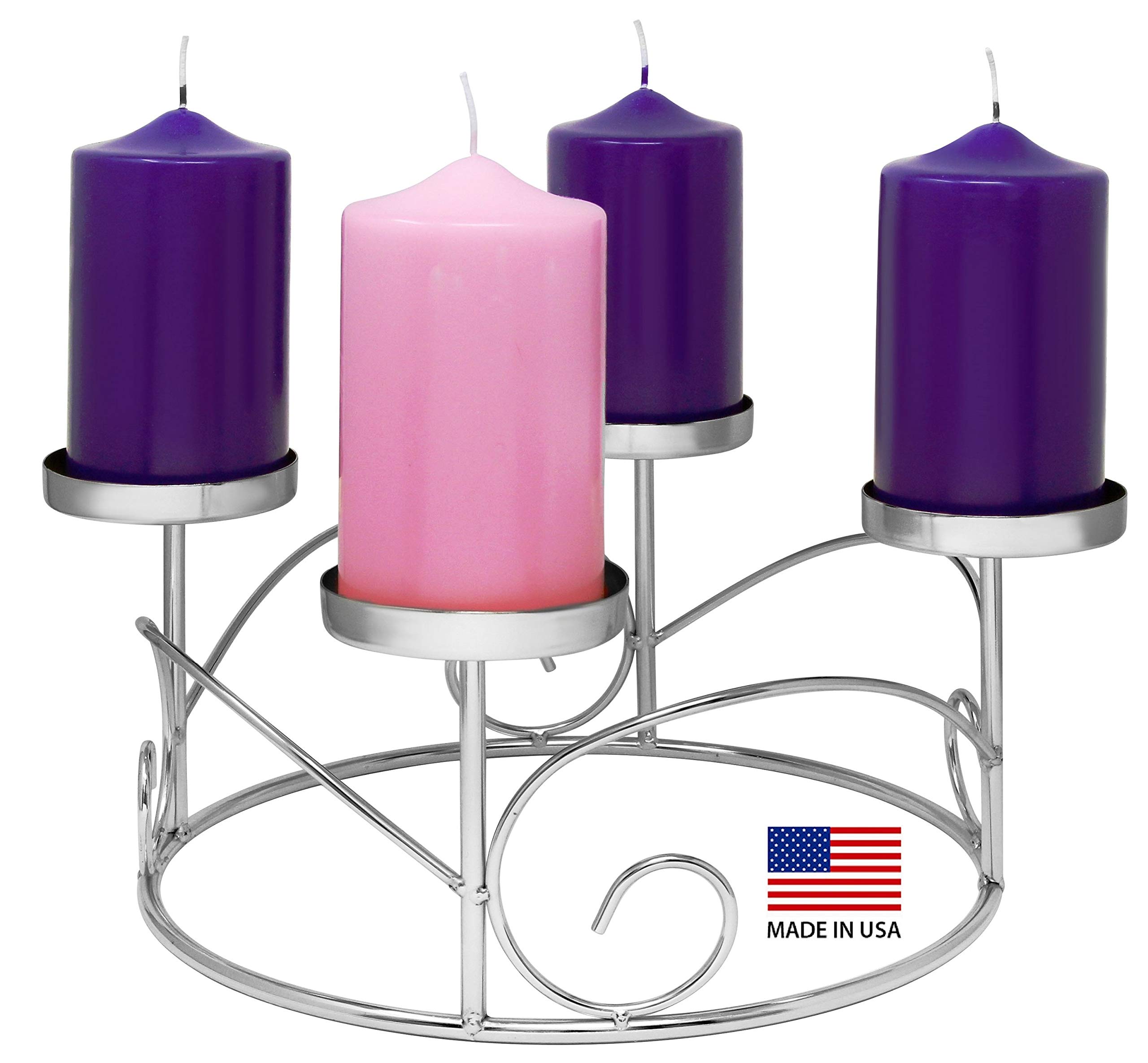 Title: Advent Candles Set of 4 – Made in the USA None Drip Advent Pillar Candles – Unscented Purple & Pink Advent Candles for Church and Home Advent Décor decoration Advent Wreaths Rings Candle Holder