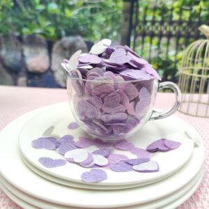 mybbshower Lilac White Crepe Paper 1 inch Heart Confetti for Table Decor Anniversary Violet Lavender Birthday Wedding Bridal Shower Girls Women Party Decorations 1000 Count